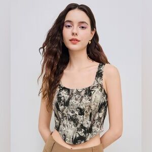 Cider jacquard cat corset cami crop top